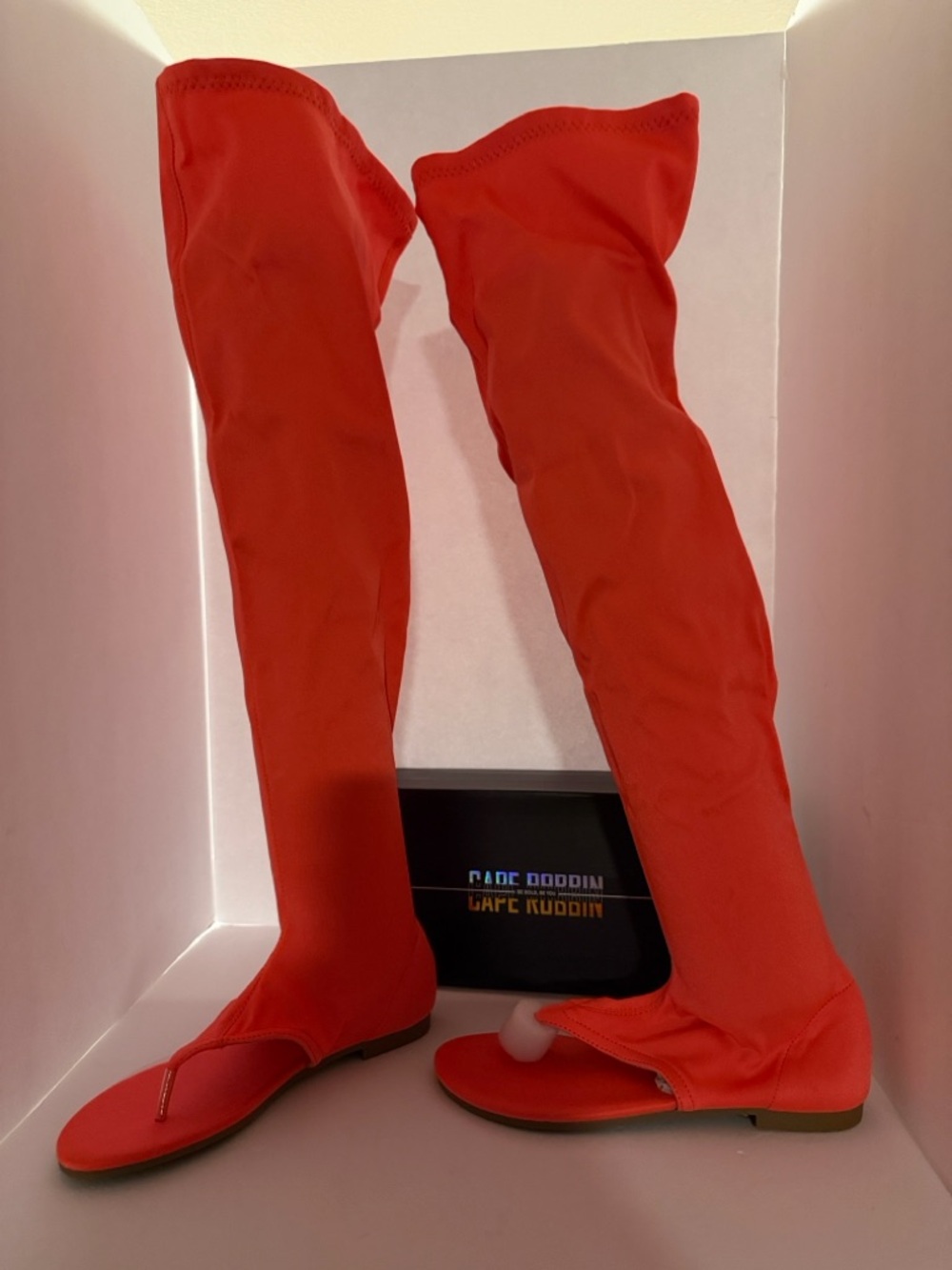 Cape Robbin Orange Thigh High Sandal Boots Open Toe Size 7.5 NIB